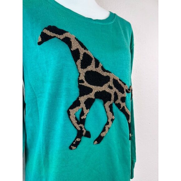 Jane+Delancey women's small green long‎ sleeve pullover top giraffe textured NWT - Picture 2 of 8